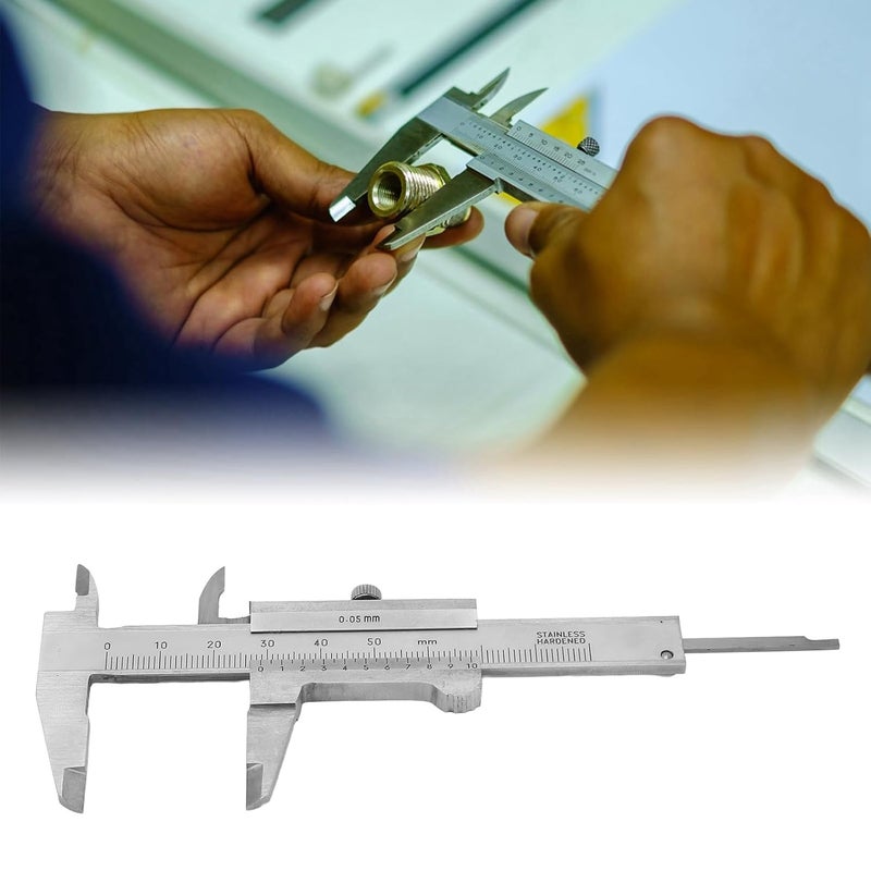 Denash Vernier Caliper, 3" Stainless Steel Caliper Measuring Tool,0‑50mm Manual Micrometer with Storage Bag for Mechanical Tools - Image 4